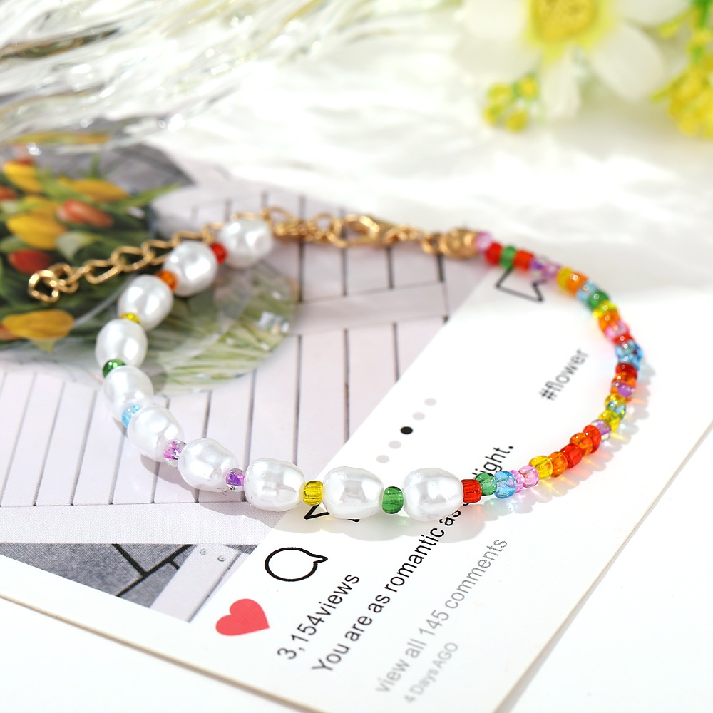 Korean Colorful Beads Pearl Ring Fashion Adjustable Bracelet Women Jewelry Accessories