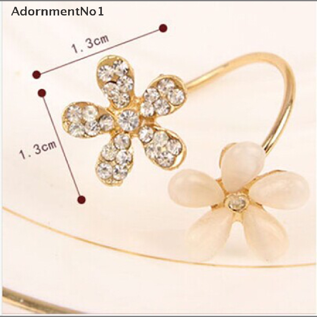 (AdornmentNo1) Cincin Bunga Aster Aksen Kristal + Berlian Imitasi Warna Gold Untuk Perhiasan Wanita