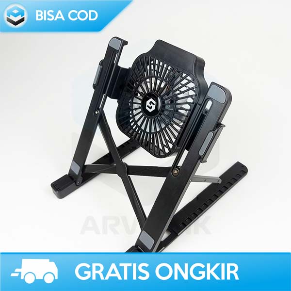 FOLDABLE LAPTOP STAND USB PORTABLE WITH FAN COOLING ABS BISA DILIPAT