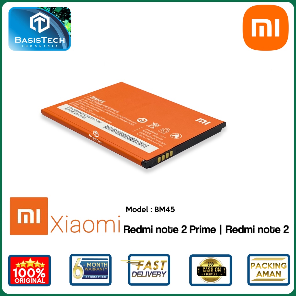 BATERAI XIAOMI REDMI NOTE 2 PRIME - XIAOMI REDMI NOTE 2 - BM45 - ORI