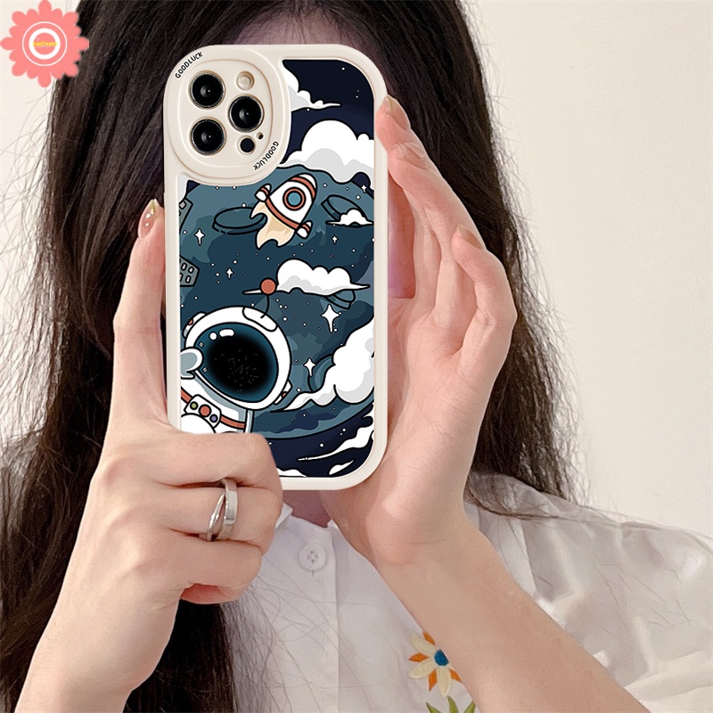 Trendy Casing Soft Case Realme C53 C55 10 Pro Plus C30 C12 8 8i 9i C15 C25 C25Y C31 C35 C21Y C25s C11 GT C3 C21 C17 C20 8Pro 6i 5i 6 5s 5 6s NASA Kartun Astronot TPU Belakang Sarung