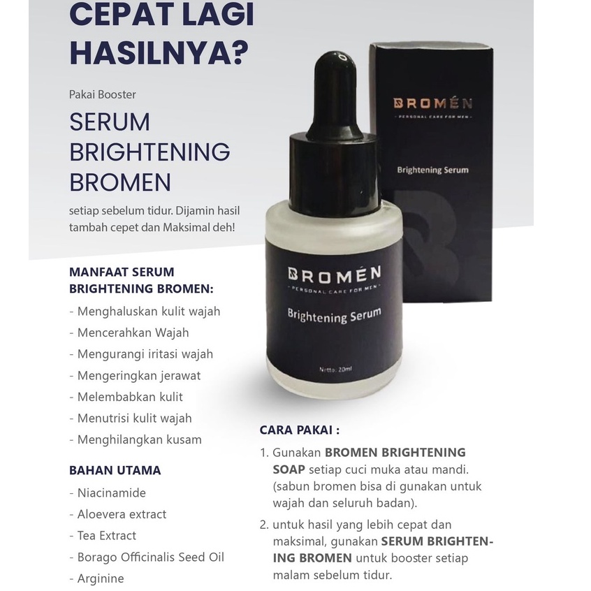 BROMEN SABUN | SERUM PRIA BROMAN SABUN PENGHILANG JERAWAT WHITENING SKINCARE LAKI LAKI / MAN MEN