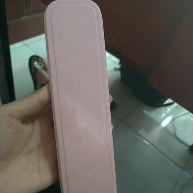 [ Gooddang ] Set Sendok Garpu Sumpit + Box Bahan Jerami Plastik - Paket Sendok Travel Wheat Straw