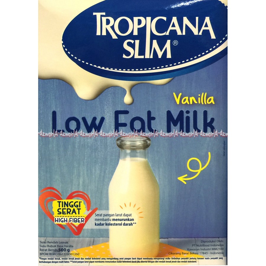 Tropicana Slim Low Fat Milk 500gr Vanilla Susu Tropicana Slims Vanila Slime TS Rendah Gula Lowfat Tropikana Slim 500 gram