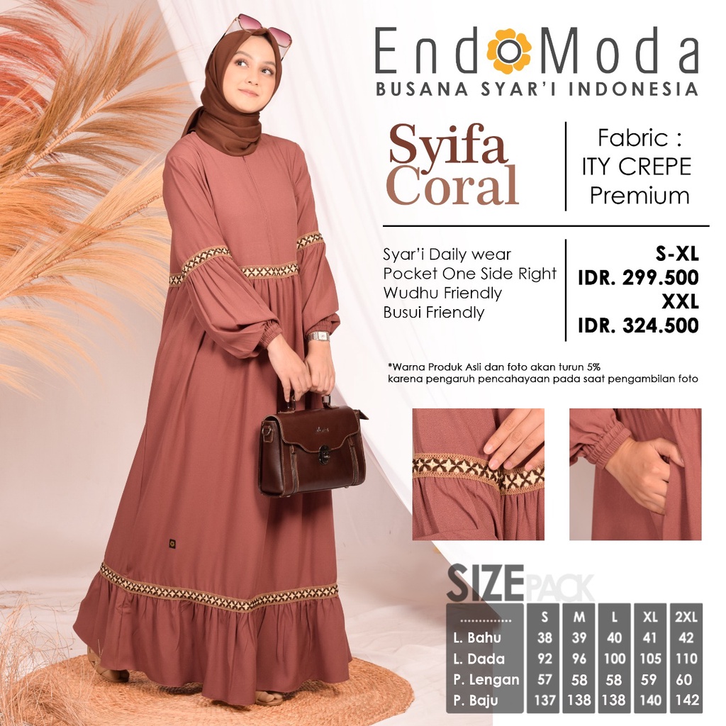 GAMIS MUSLIMAH ENDOMODA SYIFA CORAL