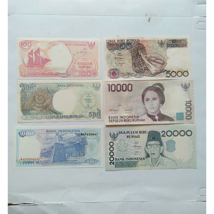 murah paket set tahun 90 an uang Kuno Indonesia isi 6