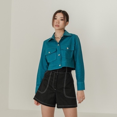 [TAVIA] JODIE BLOUSE / ATASAN WANITA / BLOUSE WANITA / CROP / KEMEJA LENGAN PANJANG WANITA