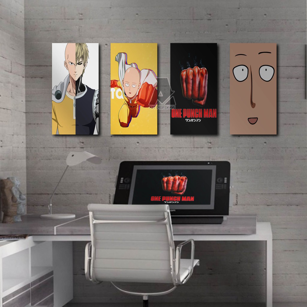 Hiasan dinding POSTER KAYU ANIME ONE PUNCH MAN Kamar HIASAN KAMAR Pajangan Rumah/ dekorasi dinding