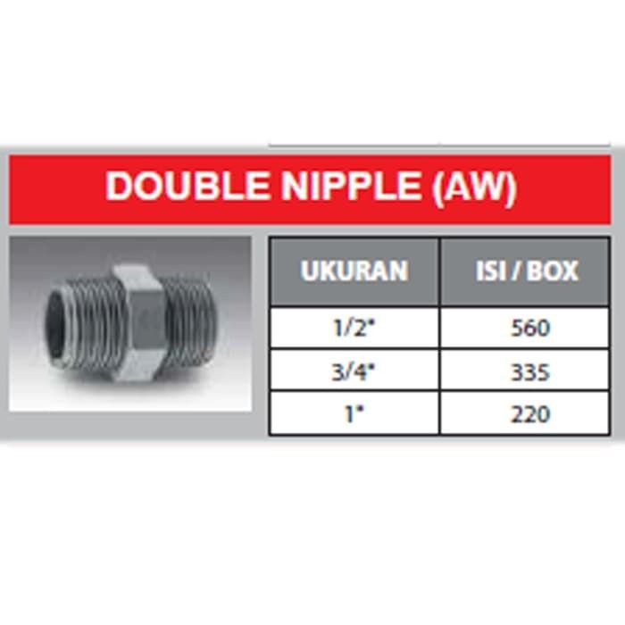 [COD] DOUBLE NIPPLE - DN - 1/2 INCH - AW - RUCIKA