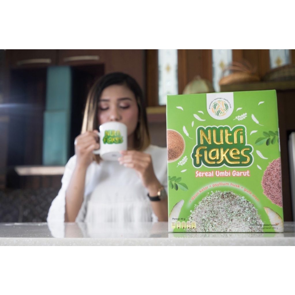 Nutriflakes 280g - Original Minuman Umbi Garut Ekstrak Daun Kelor Bantu Atasi Asam Lambung Maag Kronis Mual Muntah