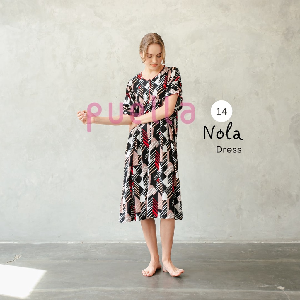 Puella - Daster Nola Series 14 | Baju Tidur Adem | Daster Jumbo | Baju Santai | Sleepwear | Baju Tidur Busui Friendly | Dress Hamil | Daster Murah | Dress Santai-2