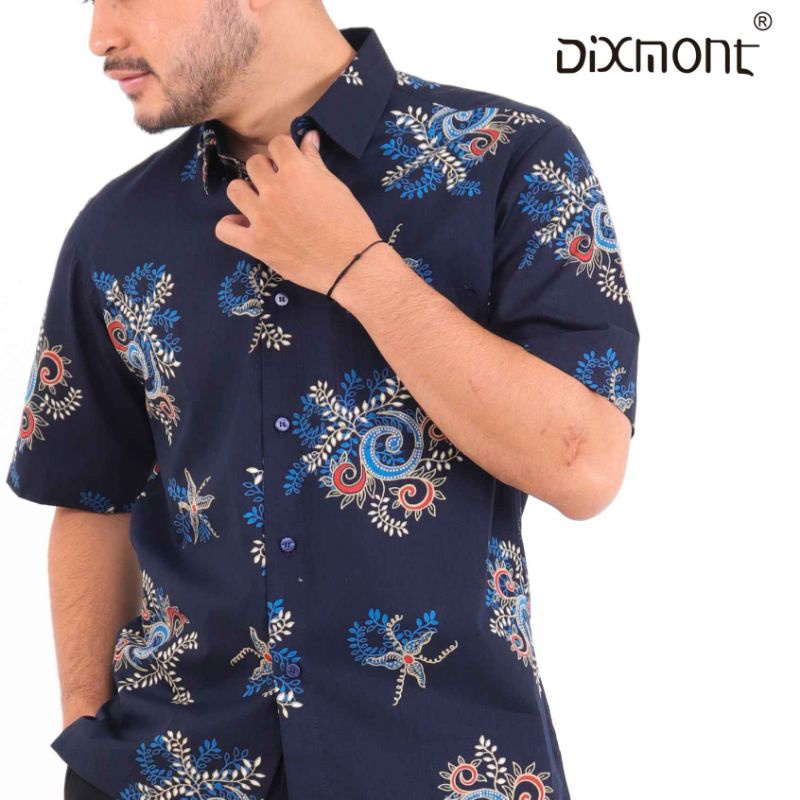 Dixmont Kemeja Pria Batik Pendek Hem BS00221