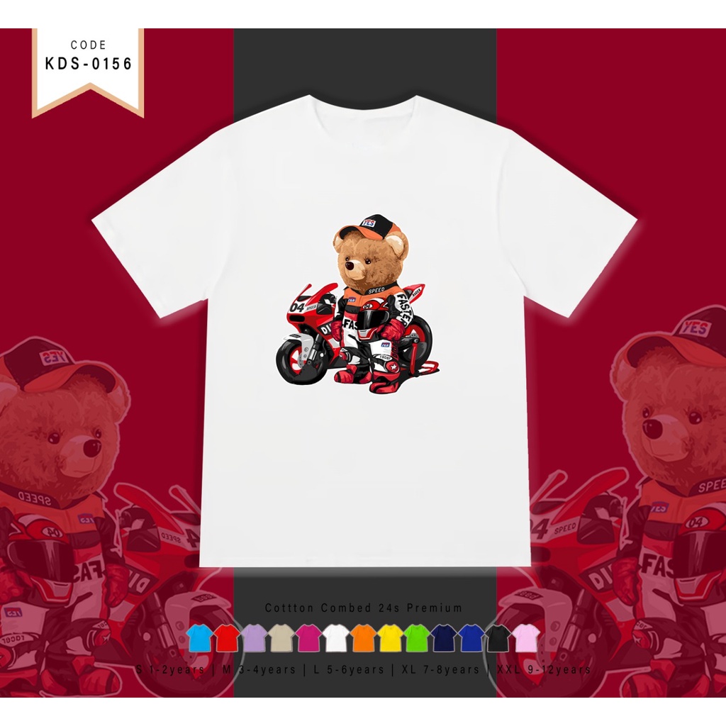 T-SHIRT / KAOS ANAK-ANAK TERMURAH BERGAMBAR BEAR MOTOR - TERIMA CUSTOM KAOS KELUARGA