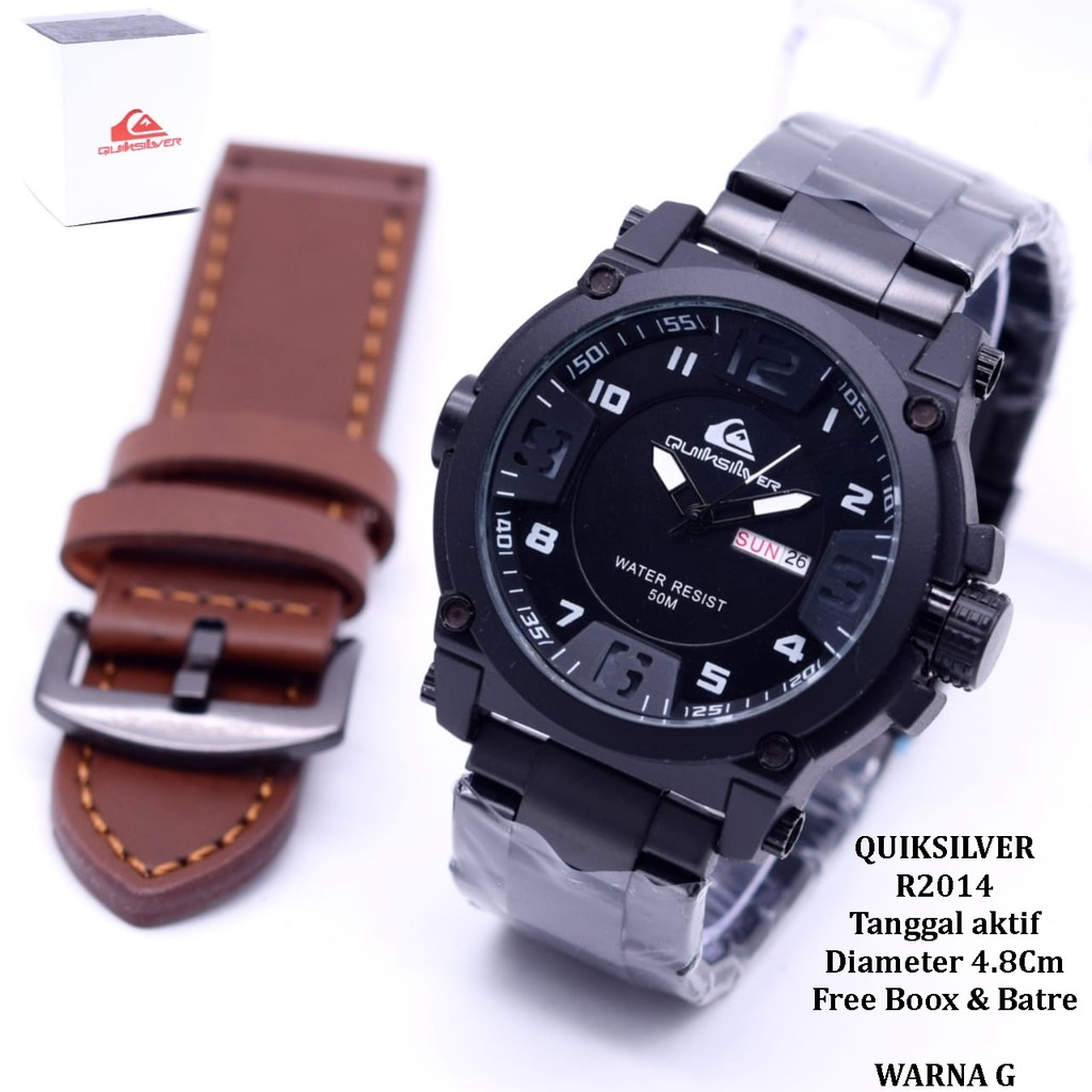 Jam Tangan Pria/Cowok QUIKSILVER R2014 Paket  tanggal aktif tali rantai