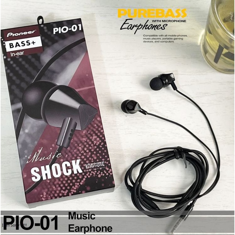 HEADSET EARPHONE PIONER SPORT SHOCK PIO 01 SUPER BASS STEREO
