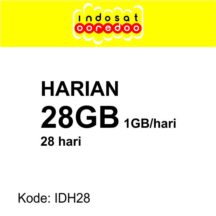 Paket Data Indosat 28GB (1GB/hari) 28 hari