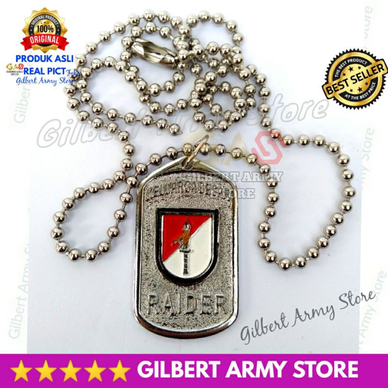 GILBERT ARMY STORE Kalung Raider Cor Merah Putih Tni Army Grosir Anti Karat Titanium Timah Stainless