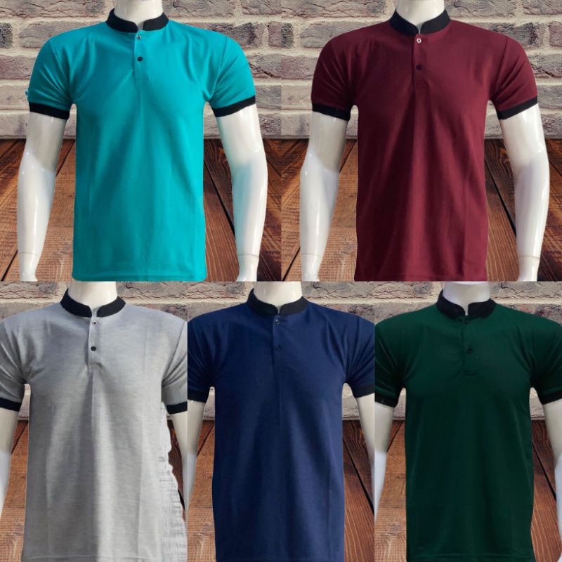 kaos krah polos shanghai pria dewasa polo shirt casual lengan pendek ukuran M L XL XXL
