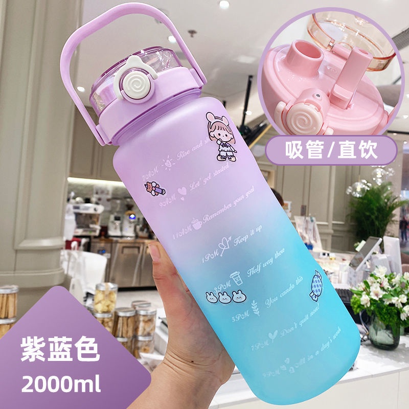 COD Botol Minum Botol Air Minum Viral Motivasi Penanda Waktu 2 Liter Gradient Gradasi P35