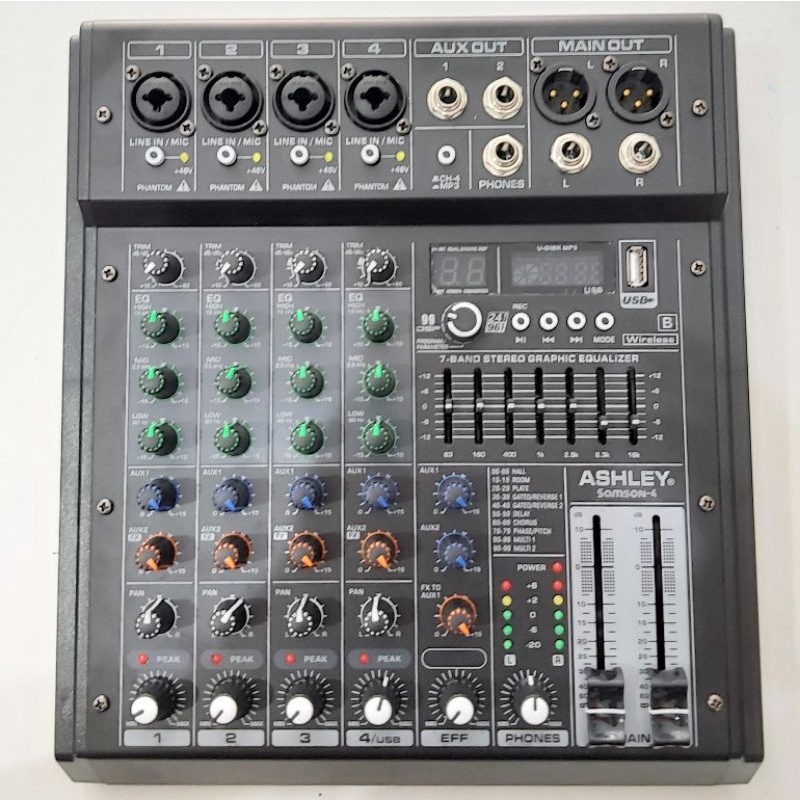 ASHLEY Mixer Samson 4 Channel Bluetooth Equalizer Effect Mikser Aslei