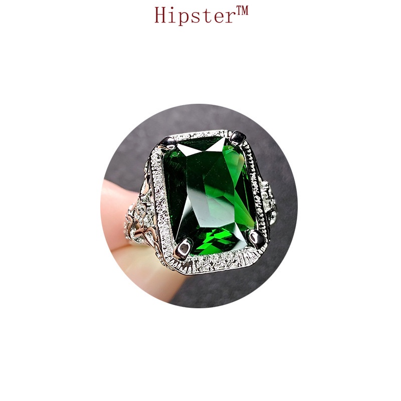 Hot Sale Creative Design Characteristic Hollow Pattern Square Ruby Ring