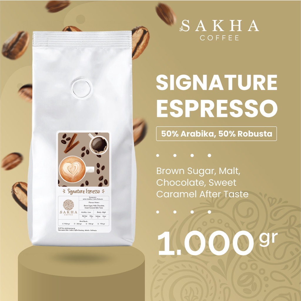 sakha coffee biji kopi bubuk 1kg signature espresso house blend 50  arabika 50  robusta coffee beans