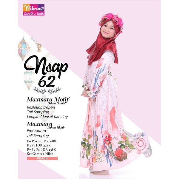 Gamis Anak Syari Nibras NSAP 62/Gamis Couple Nibras /Gamis sarimbit Nibras NSAP 62