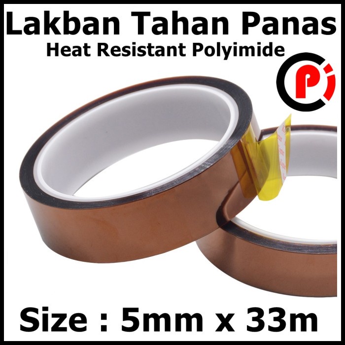 Lakban Tahan Panas Tape Heat Resistant Polyimide Adhesive 5mm x 33m