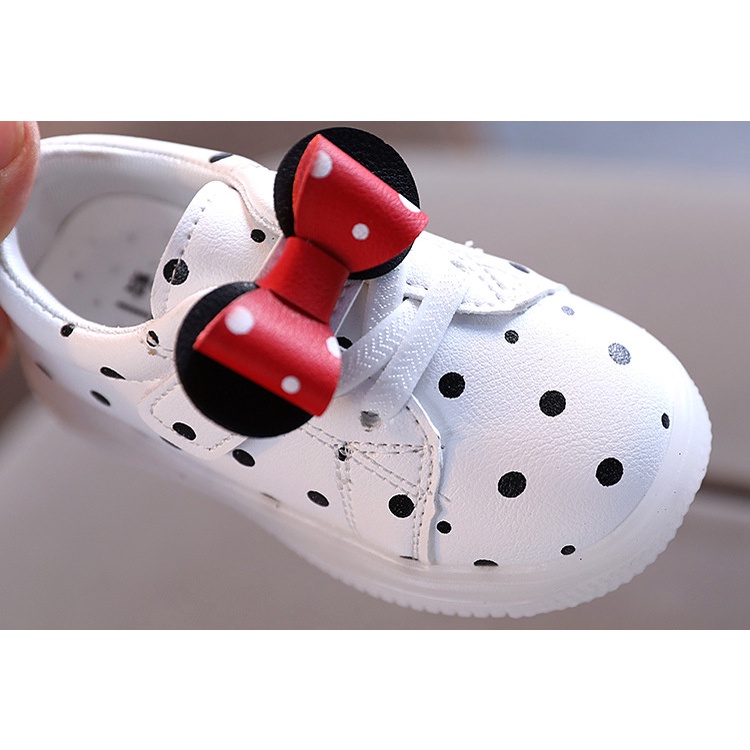 LED15-Sepatu Lampu LED Anak Perempuan Dot Mini Red Ribbon