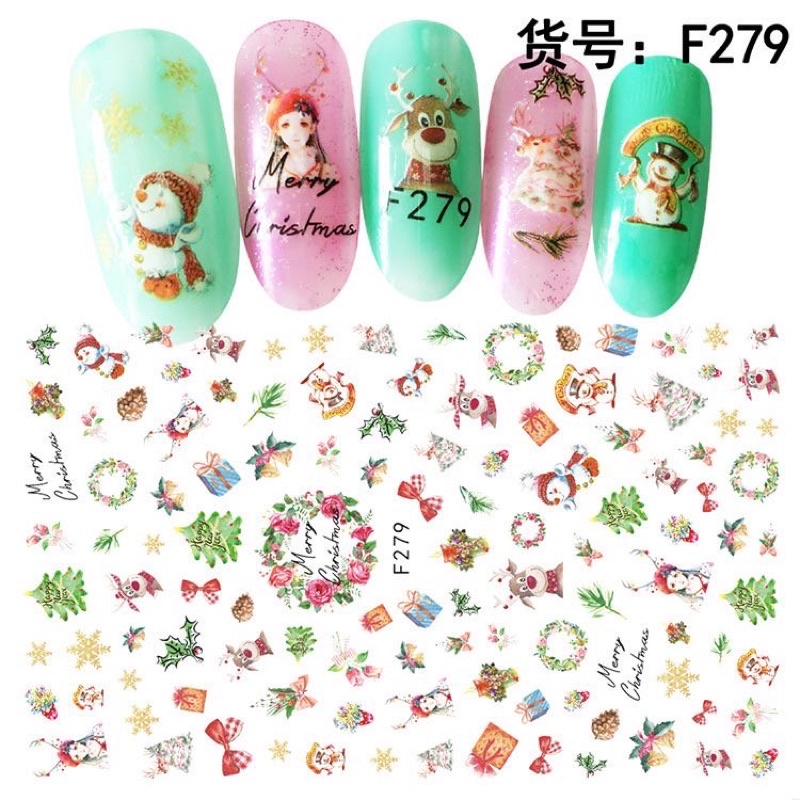 NAIL STICKER NATAL CHRISTMAS SANTA SNOW STIKER NATAL KUKU POHON NATAL STIKER NAILART