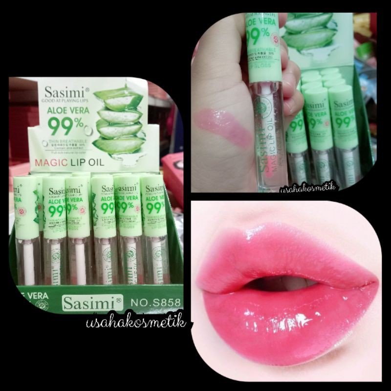 LIP OIL MAGIC VITAMIN PINK BIBIR SASIMI 99% ALOE VERA S-858 / S886