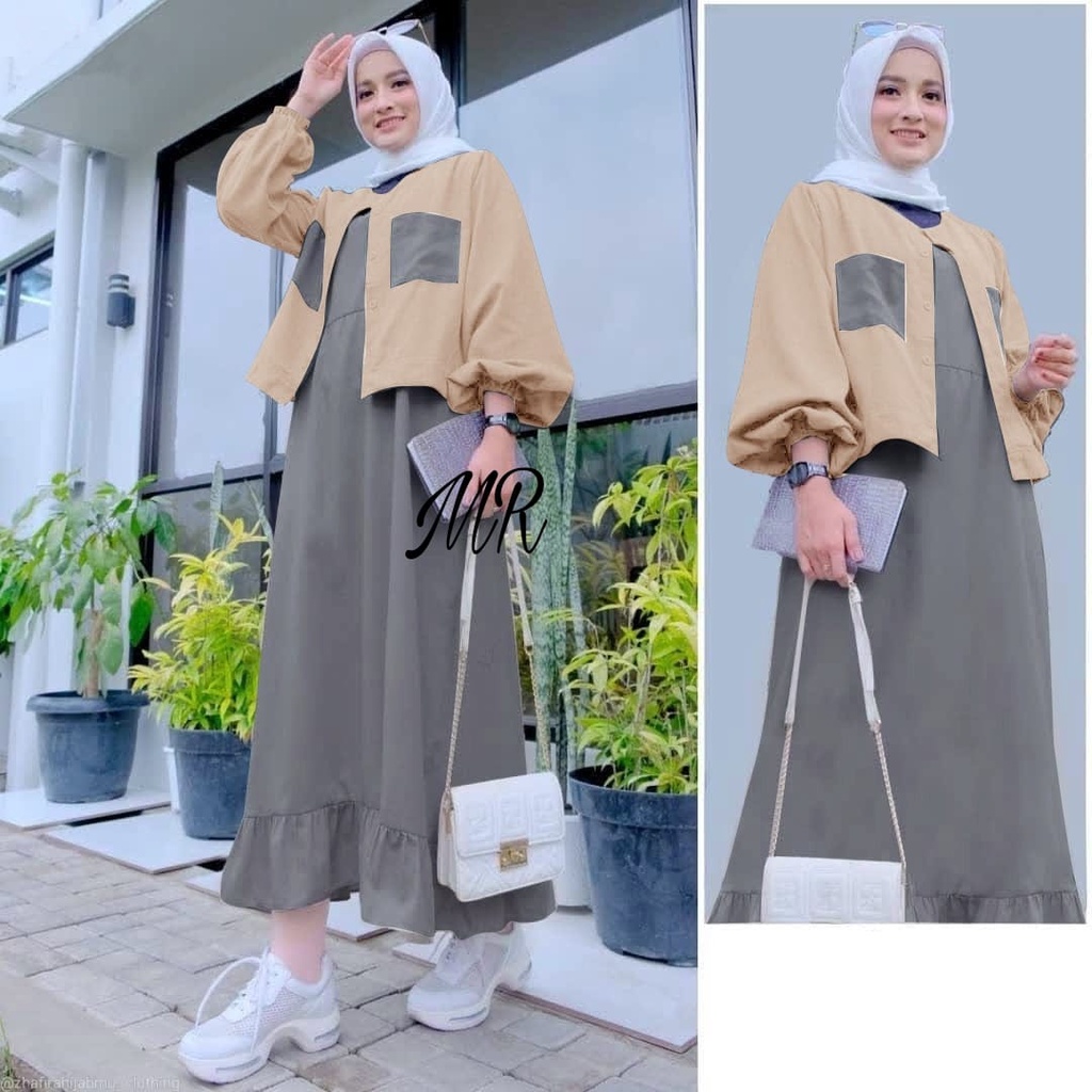 PCS SET CARDI HABIBAH SETELAN 2IN1 INNER BUSUI DAN OUTER CARDI MR 4 UKURAN M L XL XXL ADA VIDEO REVIEW PRODUK