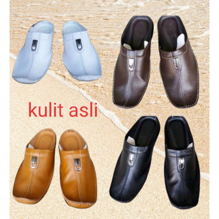 /garansi kulit sapi asli/Sepatu Sandal Pria Kulit Asli Sepatu Bustong Cowok Sendal Tutong Slop Pria Formal Casual Tready Murah Berkualitas Kekinian