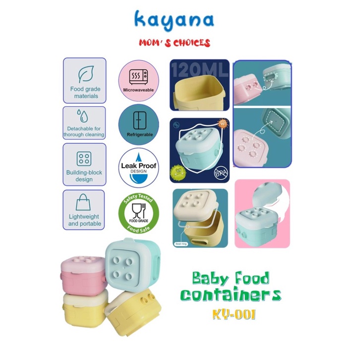 KAYANA Baby 4pcs Baby Food Container BPA Free Stackable Tempat MPASI