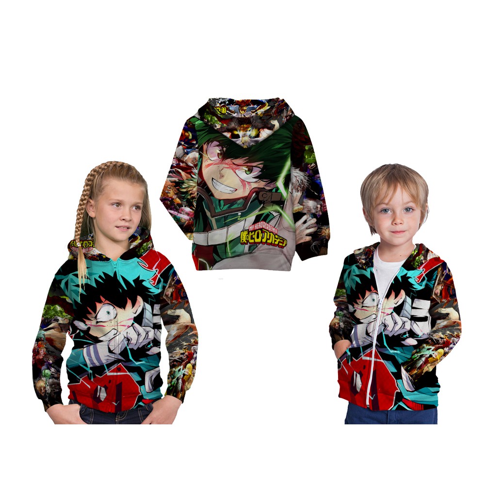 Jaket Hoodie Anak My Hero Academia - Izuku Midoriya 02 Fullprint Custom