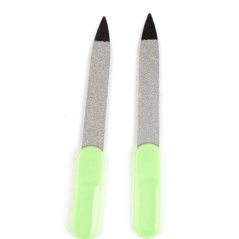 2pcs Kikir Kuku Dua Sisi Bahan stainless steel metal Untuk manicure / pedicure