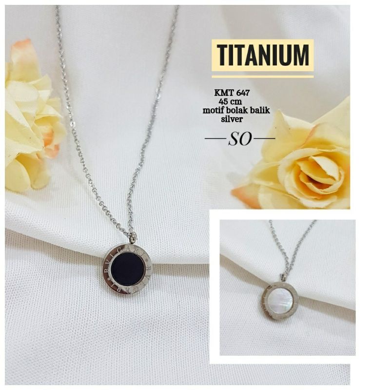 Fourfashion Kalung Titanium Motif Rantai BV Bolak-Balik AK03