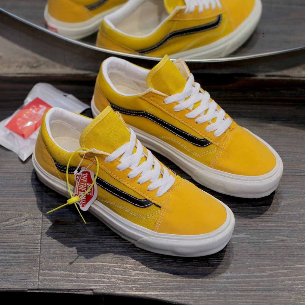 V OLDSKOOL MARSMELLOW YELLOW LIST BLACK TERBARU SEPATU KETS PRIA PREMIUM