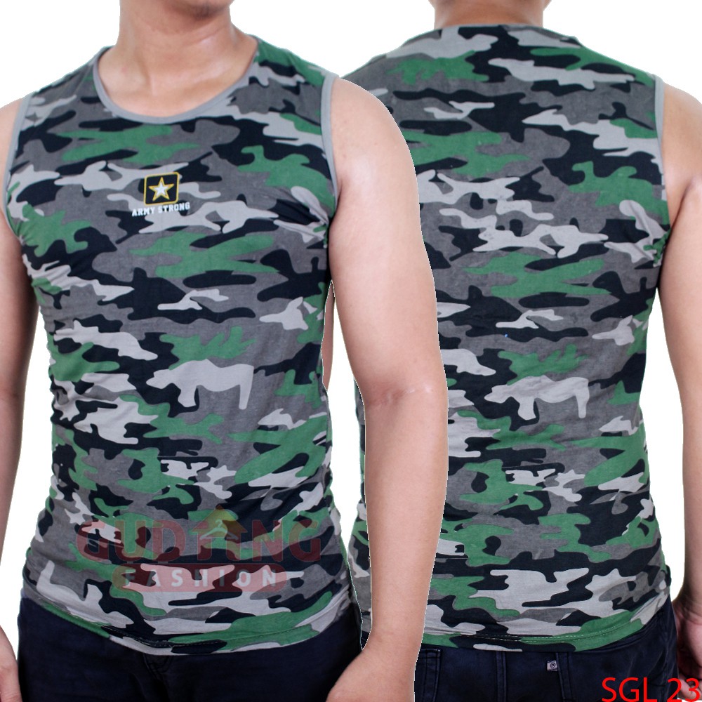 Singlet Kaos Dalaman Pria Motif Loreng Army - SGL 23