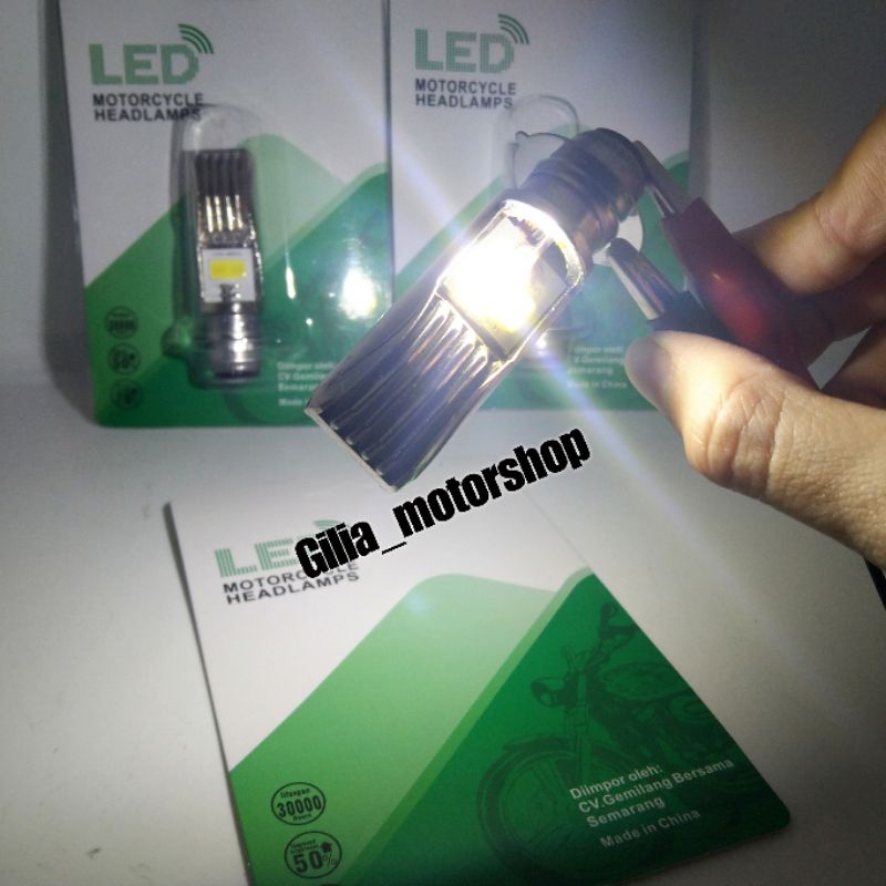 Lampu Depan Led Motor Bebek Matic 2 sisi AC /DC  Nyala Putih Chrome LED HeadLight Putih