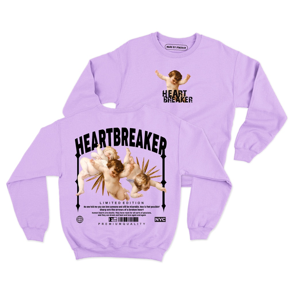 Sweaterpolos Basic Sweater HEARTBREAKER ( Sablon ) Unisex Pria &amp; Wanita