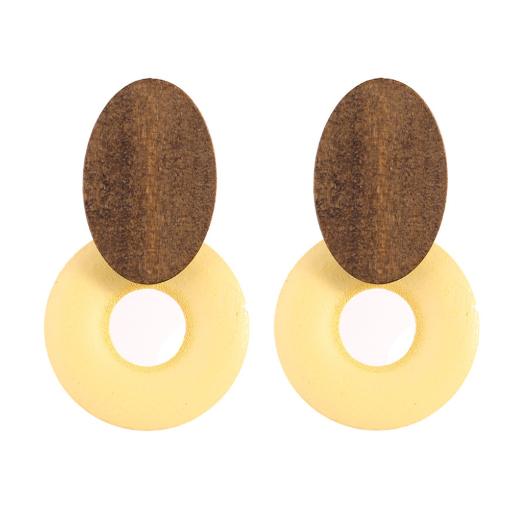 Hu Hu Hu Hu Hu Alat Bantu Pasang Kacamata♡ Anting Stud Bentuk Lingkaran Bahan Kayu Gaya Vintage Untuk Wanita