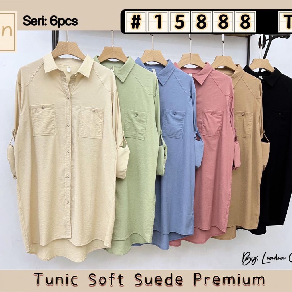 15888 Kemeja Tunik Soft Suede Import