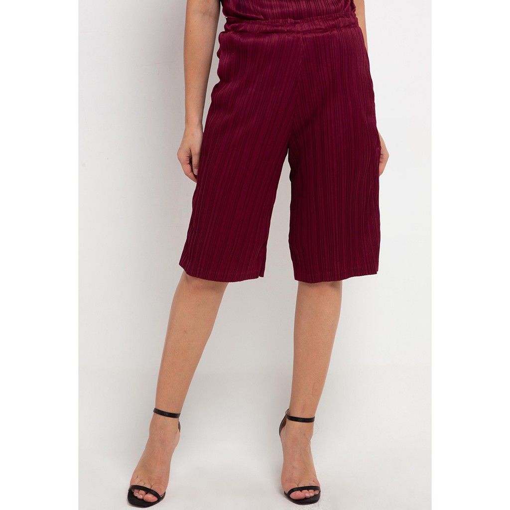 Seven Level - Becca Plisket Kulot Pants - Maroon