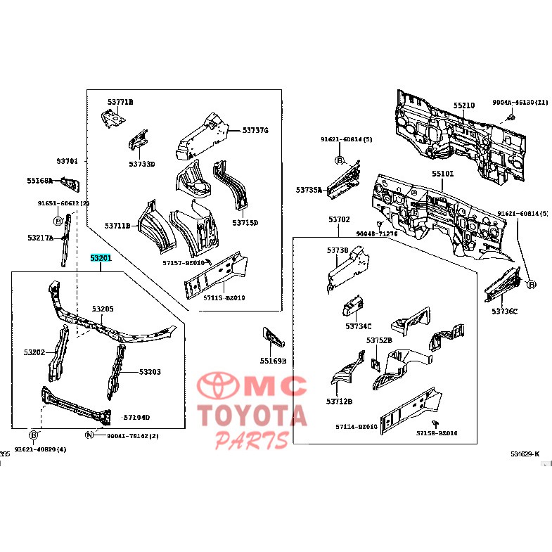 Support Sub-Assy Radiator Depan Avanza VVTI 53201-BZ210