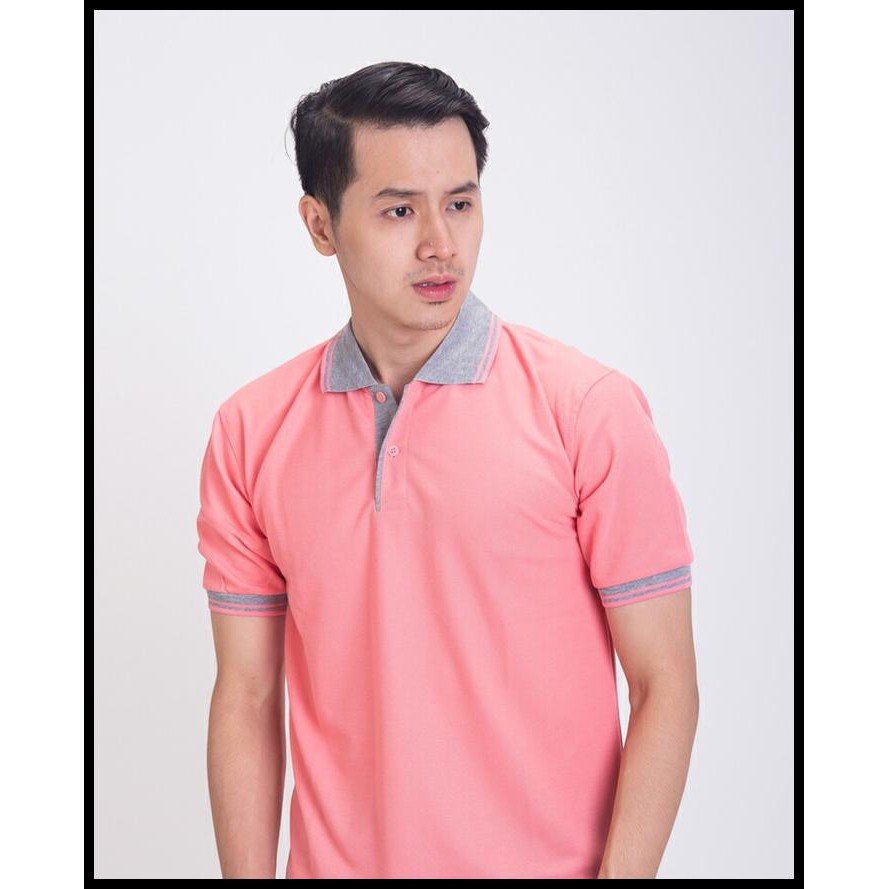 EKSKLUSIF BAJU KAOS KERAH POLO SHIRT PRIA PINK 