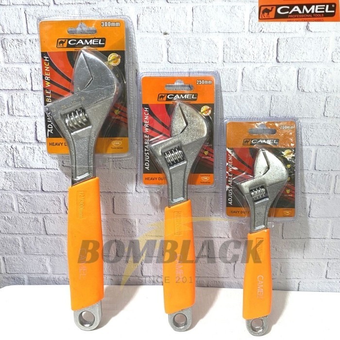 Kunci Inggris 12 inch 300mm CAMEL Gagang Karet Serbaguna Murah OREN