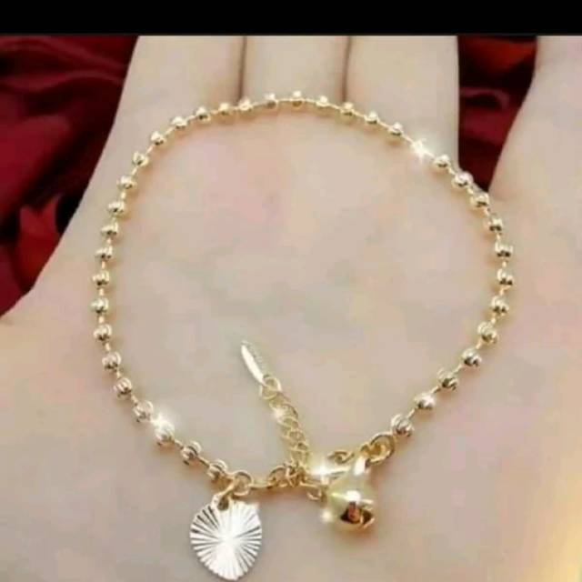 gelang tangan biji lada gold ukuran 23 cm gold