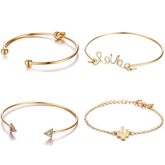 GELANG TANGAN WANITA KOREA TITANIUM ANTI KARAT 4IN1 RETRO AKSESORIS FASHION ANAK PEREMPUAN KOREA IMPORT GLG4