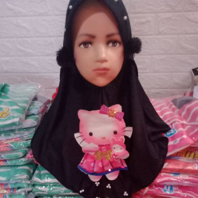 Jilbab anak BOBA LED musik  3-7 tahun PET ANTEM / HIJAB BOBA ANAK